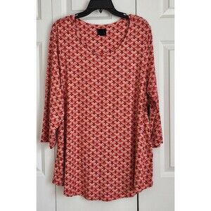 JM COLLECTION WOMENS TOPS CHERFUL PECH 3/4 SLEEVE PULLON RELAXED FIT, ROUND NECK